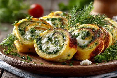 Завтрак из яиц и творожного сыра &mdash; рулетики с песто за 5 минут, нежные, сочные, готовятся без духовки