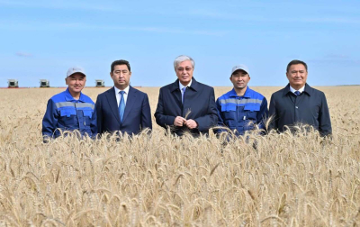 Токаев ознакомился с ходом уборочной кампании в Акмолинской области