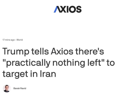 Axios: Трамп заявил о скором завершении войны с Ираном, потому что &laquo;не осталось целей&raquo;